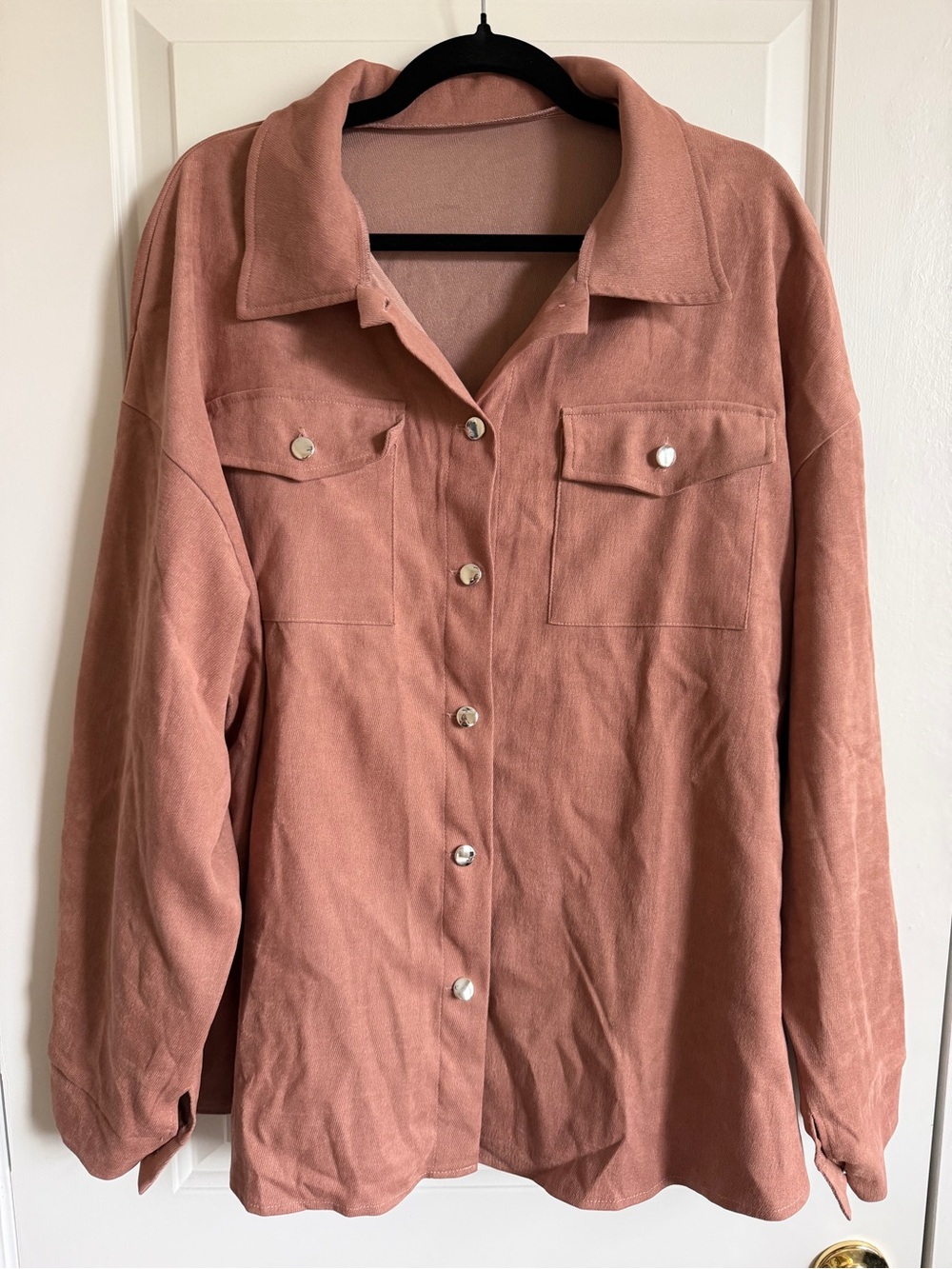Dusty Rose Button-Front Shacket